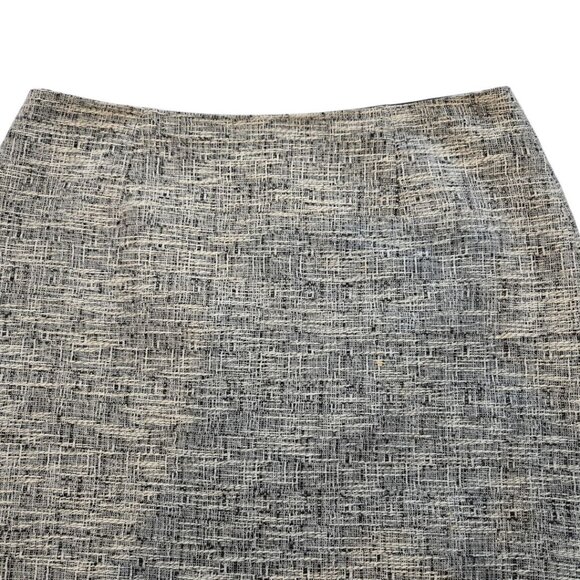 Calvin Klein Womens Size 8 Black & White Tweed Fringe Hem Knee Length Skirt - Picture 8 of 8